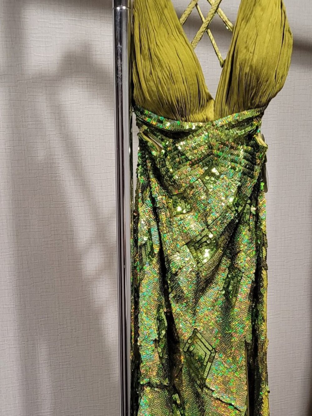 Precious Formals P8657 Size 6 Olive Green Prom Dress - Picture 3 of 9